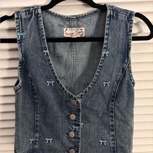 Stoosh Blue Denim Vest with Bow Accents